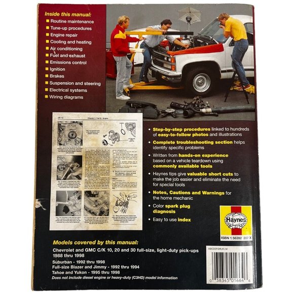Haynes Chevrolet And GMC Pick Up Truck Repair Manual 2WD 4WD 1988-1998 Suburban - Picture 2 of 12